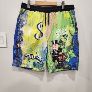 Monopoly Tango Hotel Graphic Shorts Mens XL Multi Colour Rare Retro Drawstring